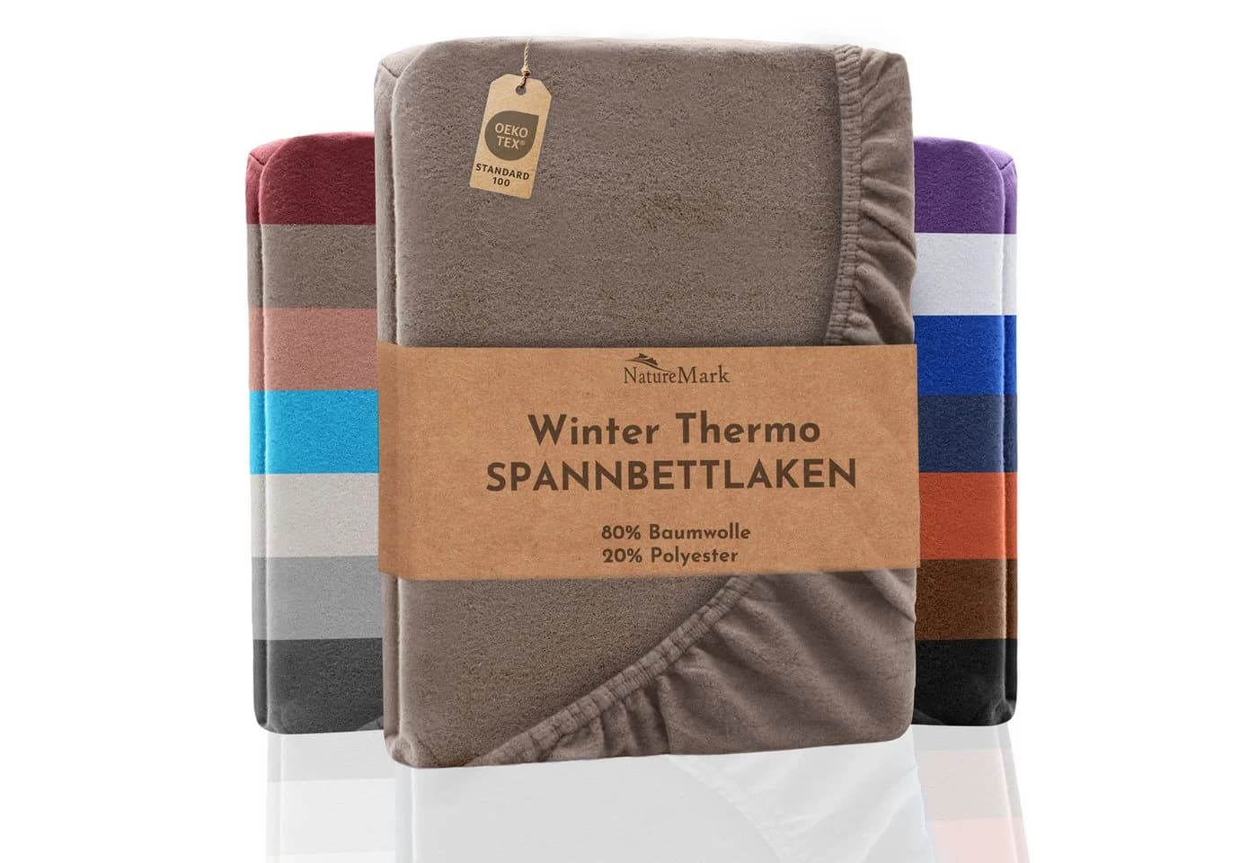 NatureMark Spannbettlaken Winter Thermo Fleece 80% Baumwolle 20% Polyester Sand - Bild 2