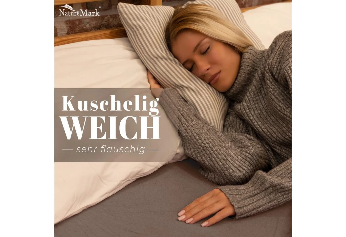 NatureMark Spannbettlaken Winter Thermo Fleece 80% Baumwolle 20% Polyester Sand - Bild 3