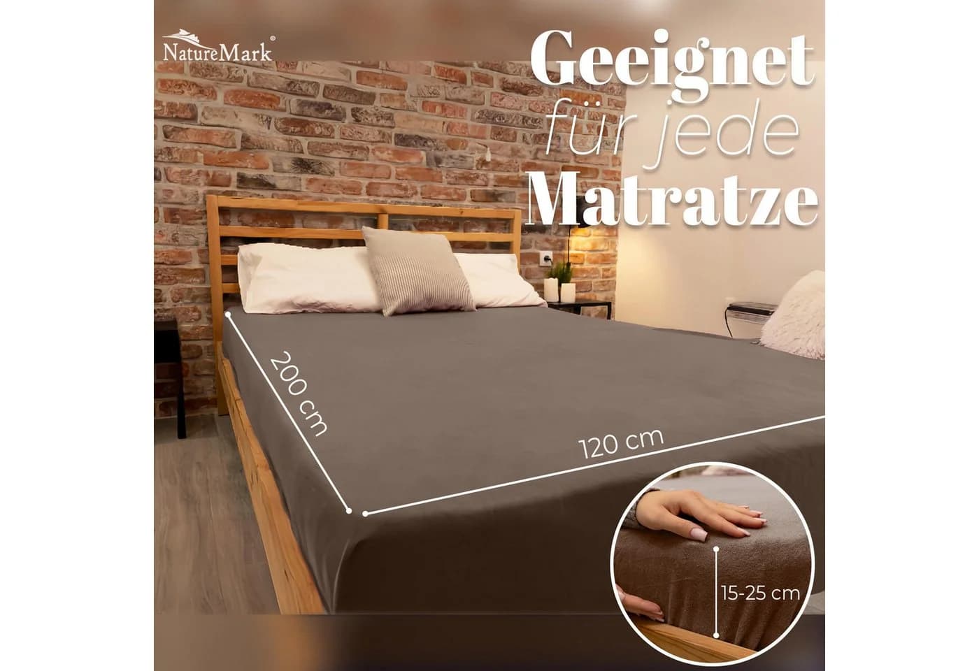 NatureMark Spannbettlaken Winter Thermo Fleece 80% Baumwolle 20% Polyester Sand - Bild 5