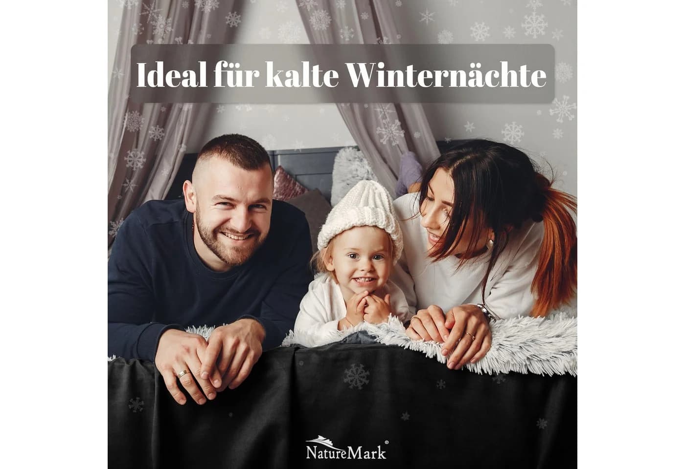 NatureMark Spannbettlaken Winter Thermo Fleece 80% Baumwolle 20% Polyester Gummizug Rundum Schwarz 120 x 200 cm - Bild 4