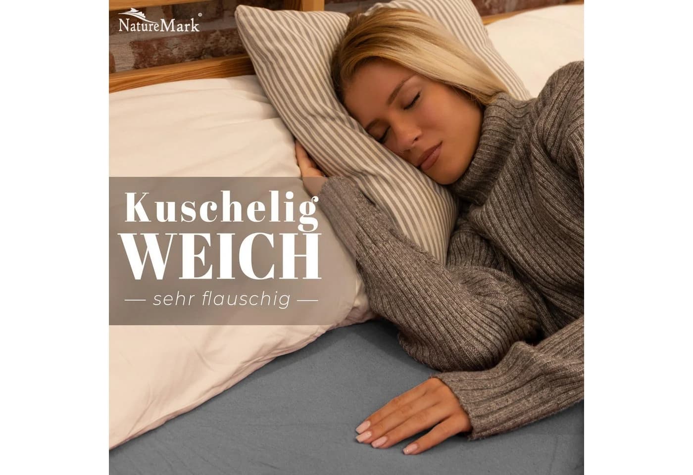 NatureMark Spannbettlaken Winter Thermo Fleece 80% Baumwolle 20% Polyester Silber Grau - Bild 3