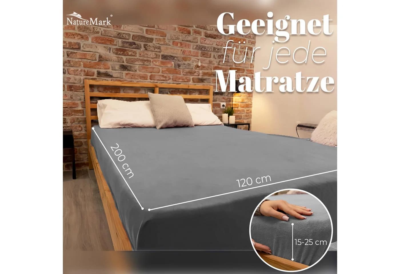 NatureMark Spannbettlaken Winter Thermo Fleece 80% Baumwolle 20% Polyester Silber Grau - Bild 5