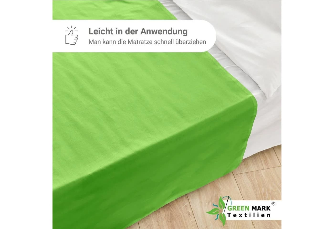 NatureMark Bettlaken klassisch Apfelgrün 150x250 cm
