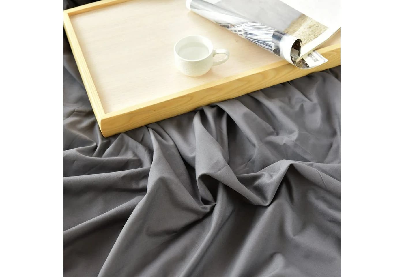 NatureMark Bettlaken klassisches Betttuch Haustuch 100% Baumwolle Anthrazit grau - Bild 4