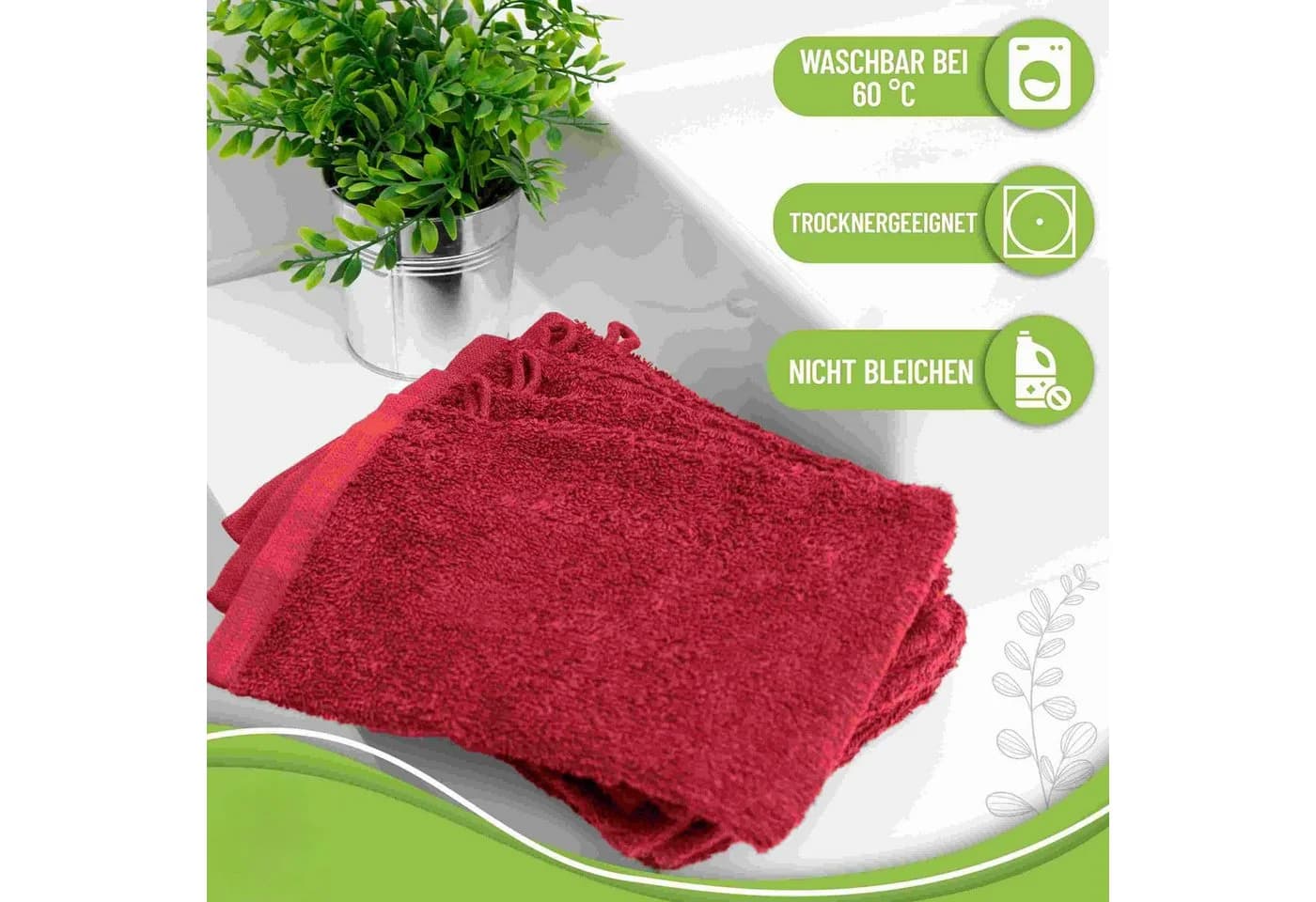 NatureMark Frottier-Waschhandschuh 10er-Set 100% Baumwolle Rot - Bild 5