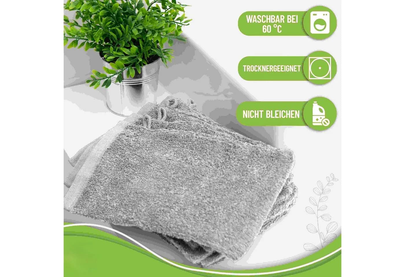 NatureMark Frottier Waschhandschuhe 10er-Set Silber Grau 100% Baumwolle - Bild 5