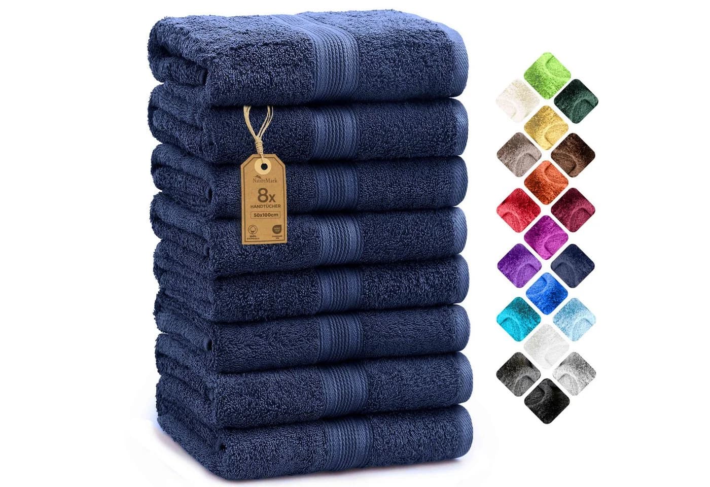 NatureMark Handtücher 8er-Set 100% Baumwolle Navy blau - Bild 2