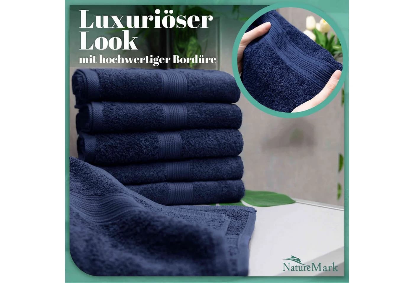 NatureMark Handtücher 8er-Set 100% Baumwolle Navy blau - Bild 5