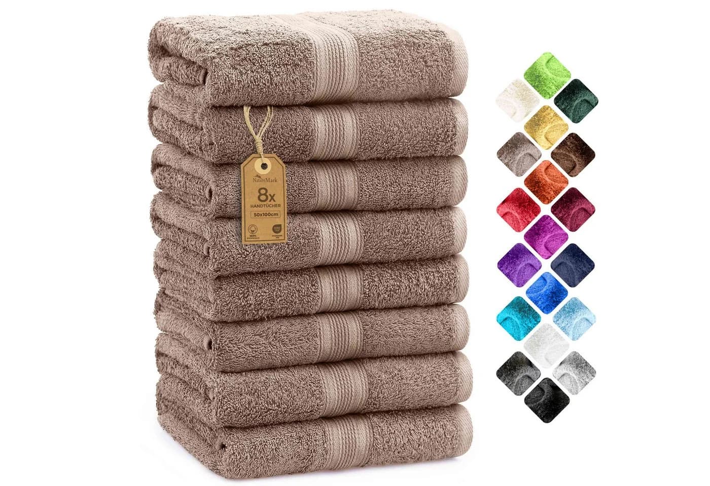 NatureMark 8er-Set Frottier-Handtücher 50x100cm Sand 100% Baumwolle - Bild 2