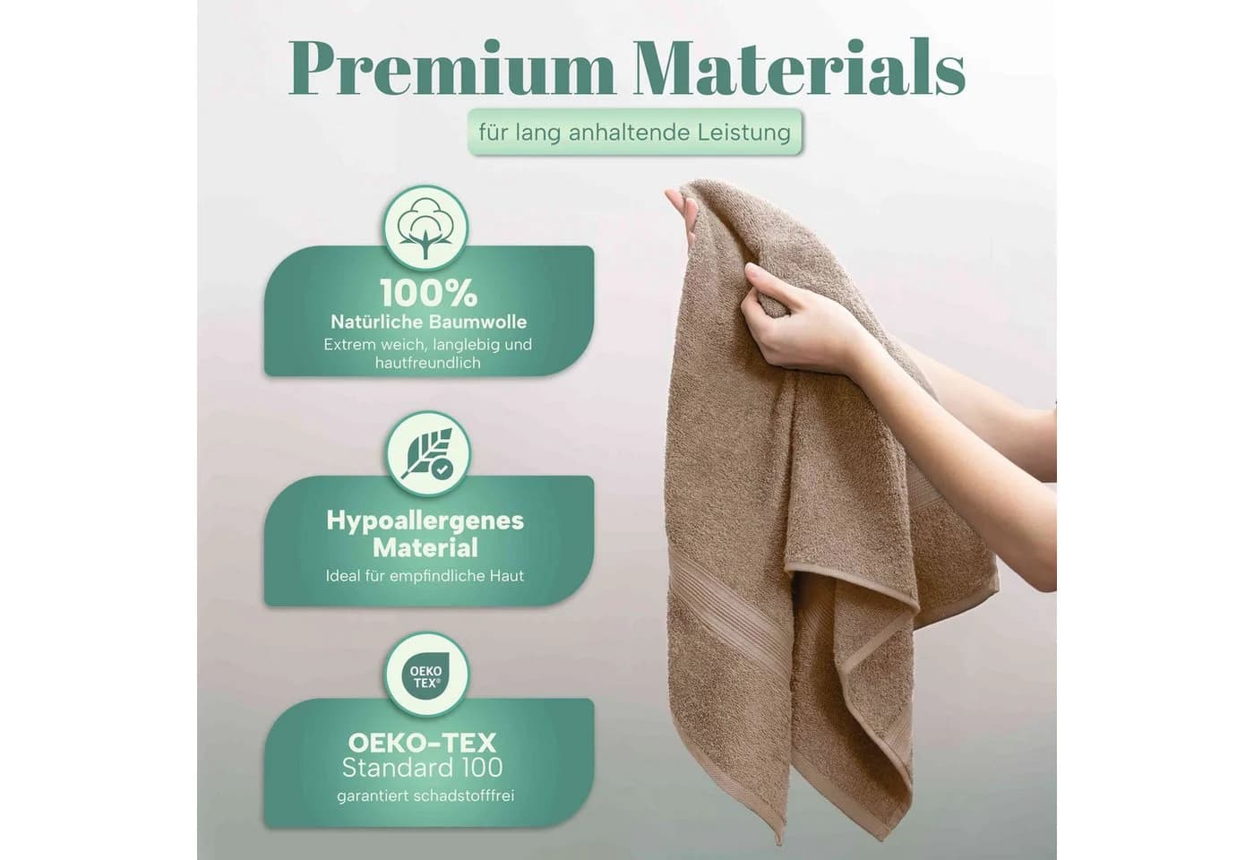 NatureMark 8er-Set Frottier-Handtücher 50x100cm Sand 100% Baumwolle - Bild 3