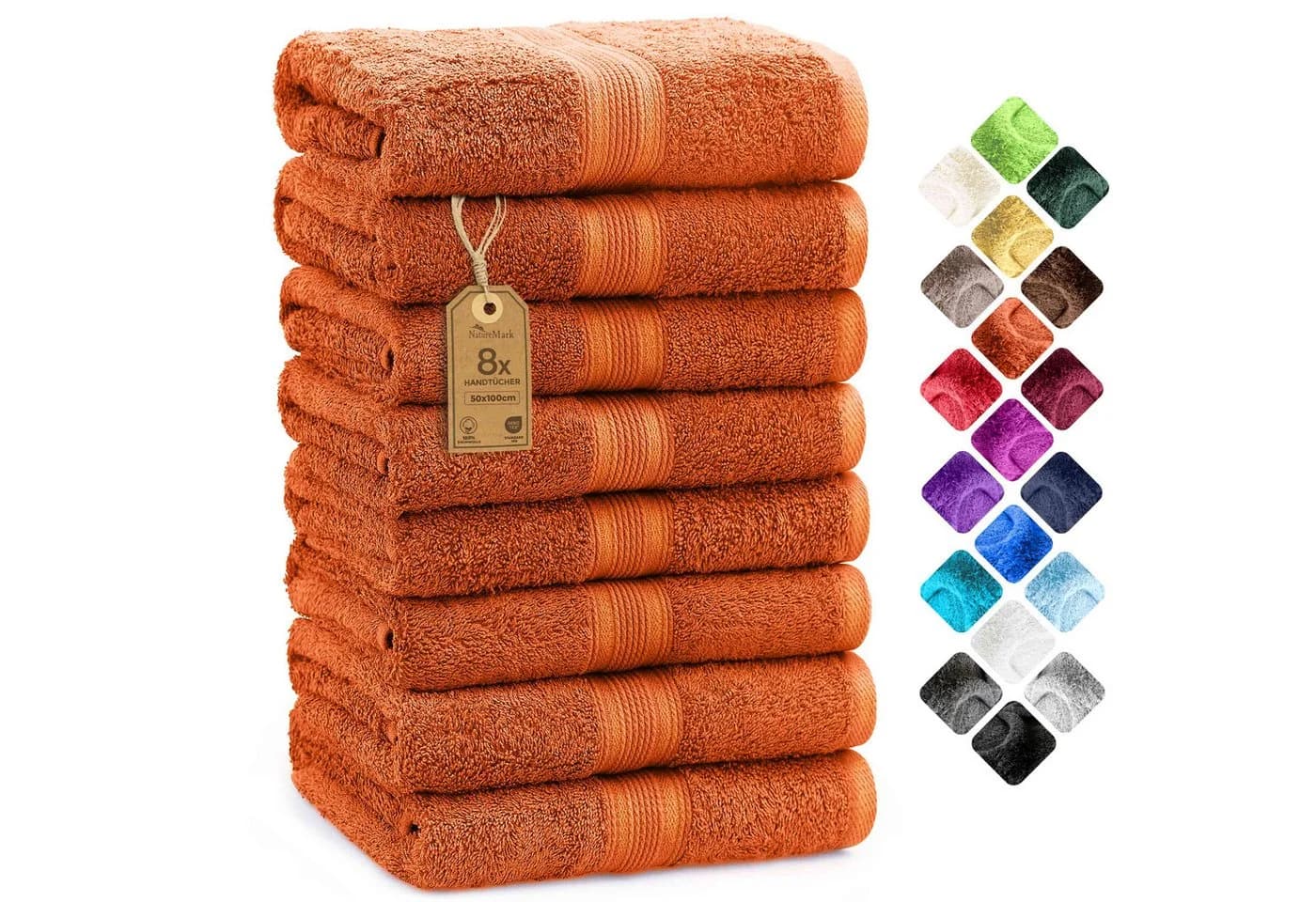 NatureMark 8er-Set Frottier-Handtücher 50x100cm Baumwolle Terrakotta - Bild 2