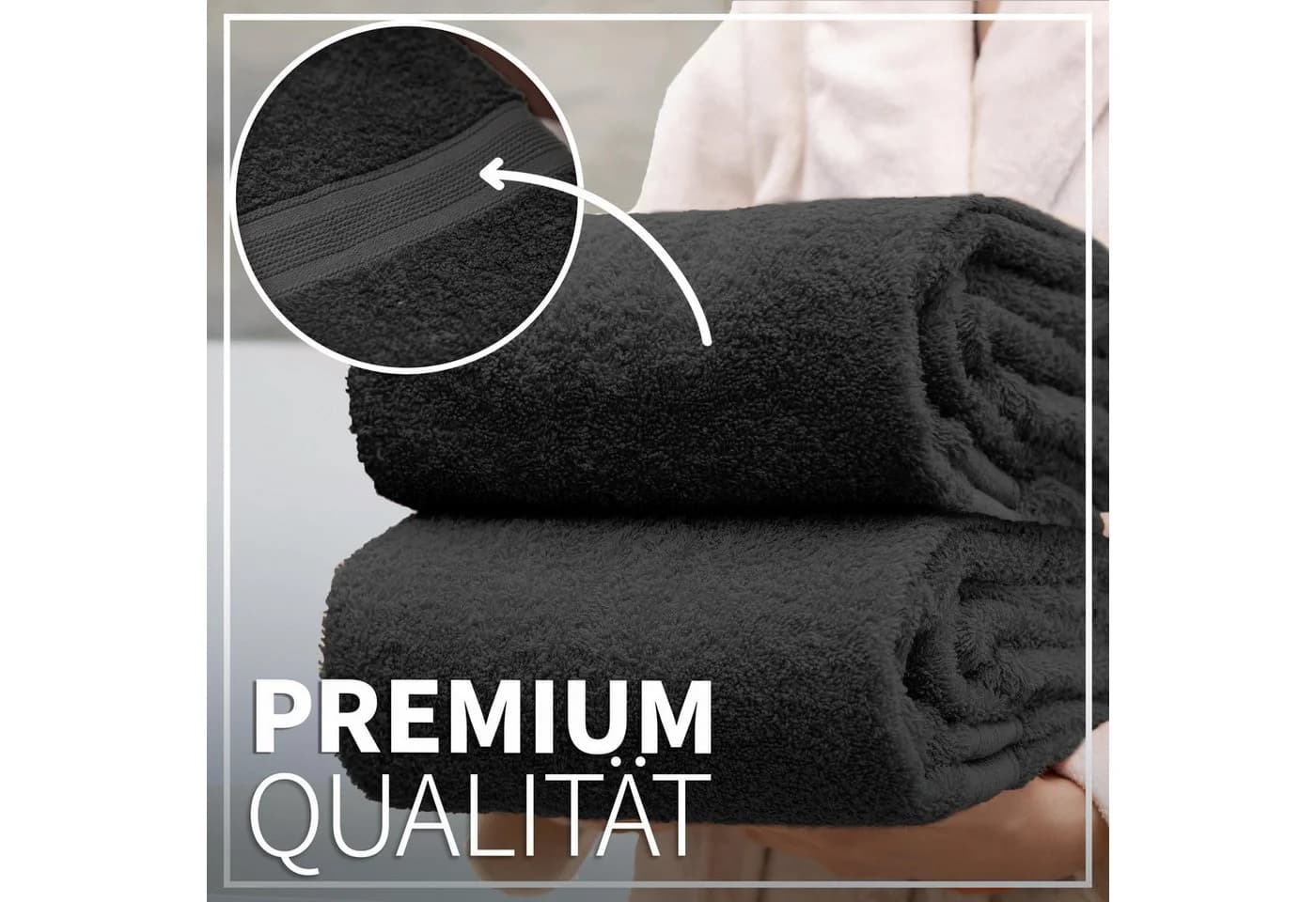 NatureMark Duschtuch 2er-Set Schwarz 100% Baumwolle - Bild 4