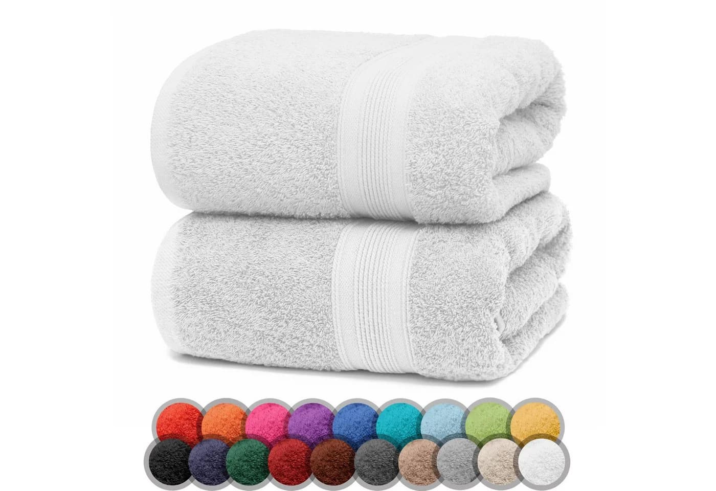 NatureMark Duschtuch-Set 2er Weiß Frottier 70x140cm 100% Baumwolle - Bild 2