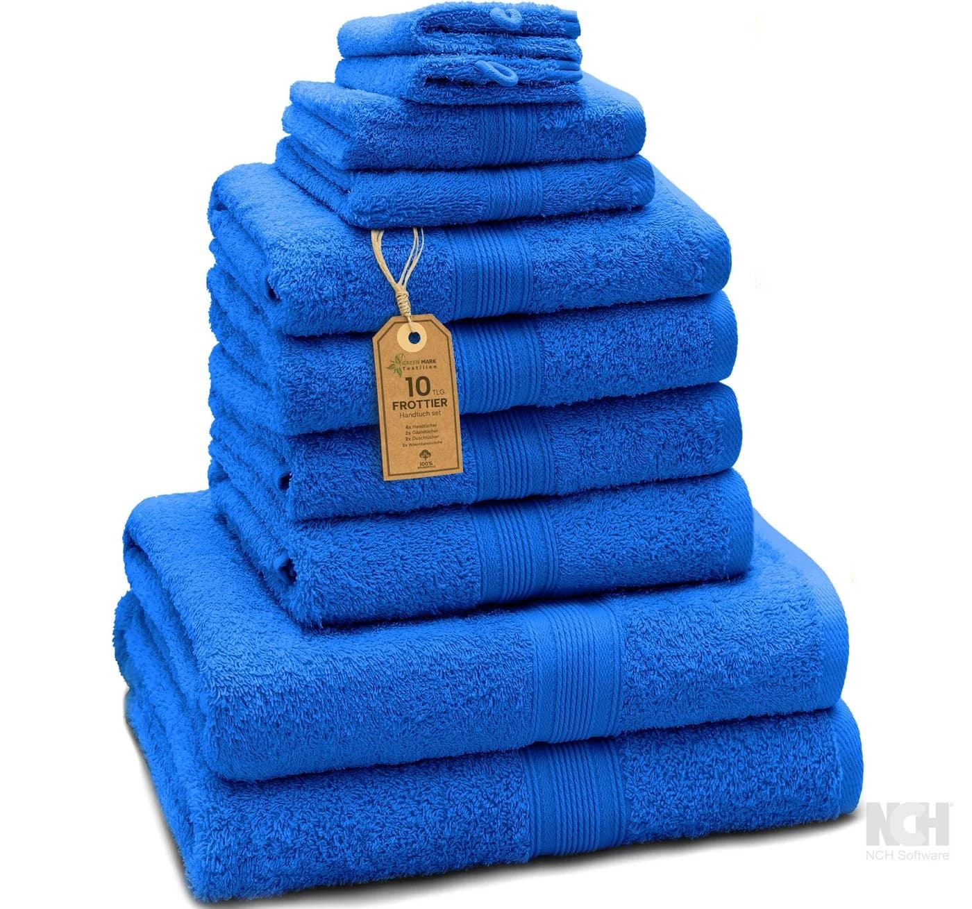 NatureMark Handtuch Set 10 tlg. Baumwolle Royal Blau - Bild 2
