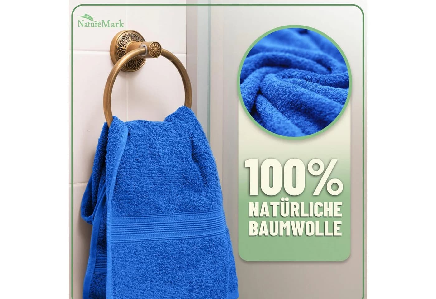 NatureMark Handtuch Set 10 tlg. Baumwolle Royal Blau - Bild 3