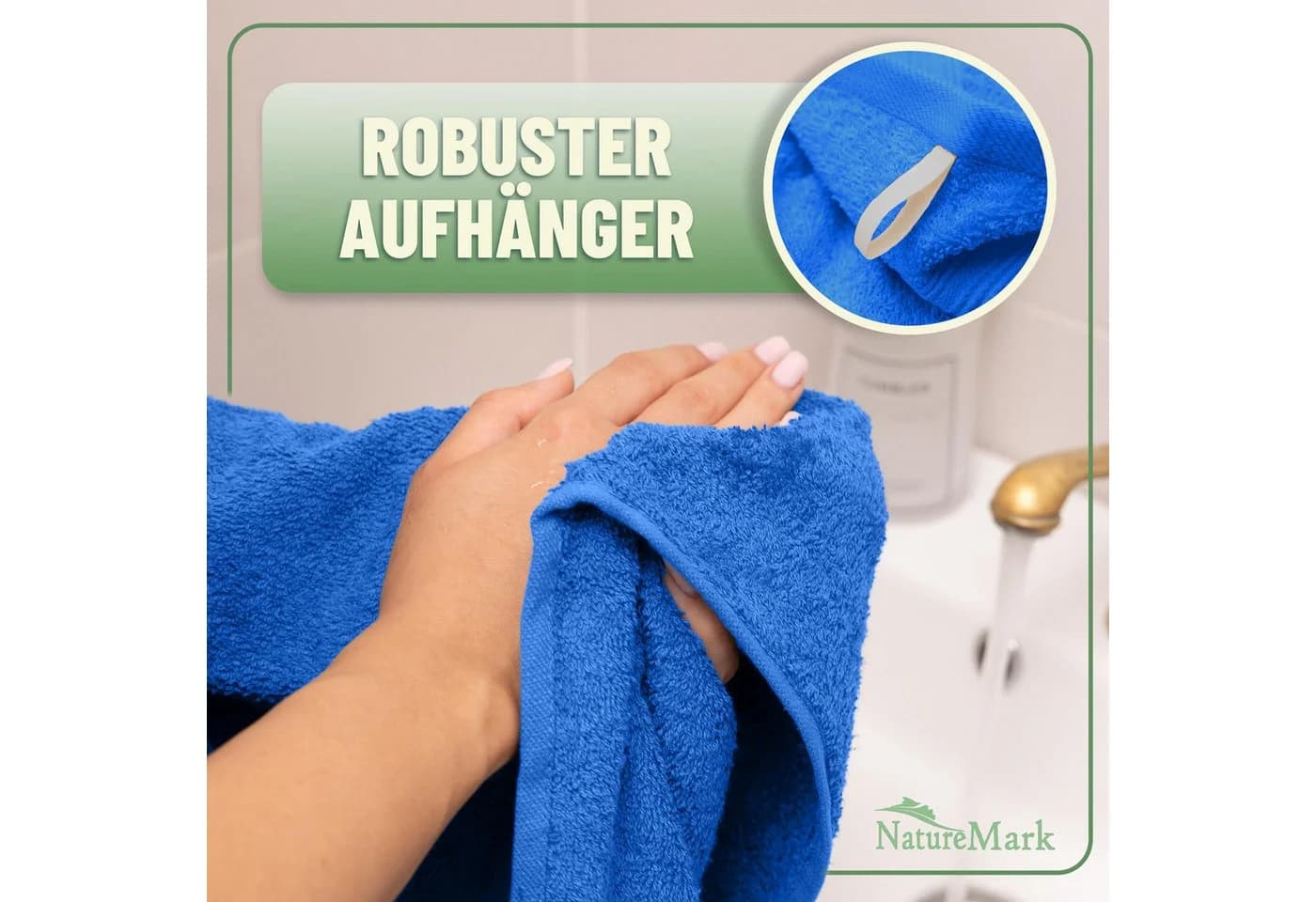 NatureMark Handtuch Set 10 tlg. Baumwolle Royal Blau - Bild 5
