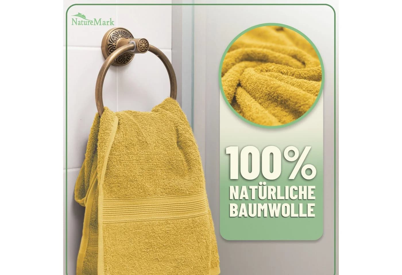 NatureMark Handtuch-Set 10-tlg. 100% Baumwolle Frottee Gelb - Bild 3