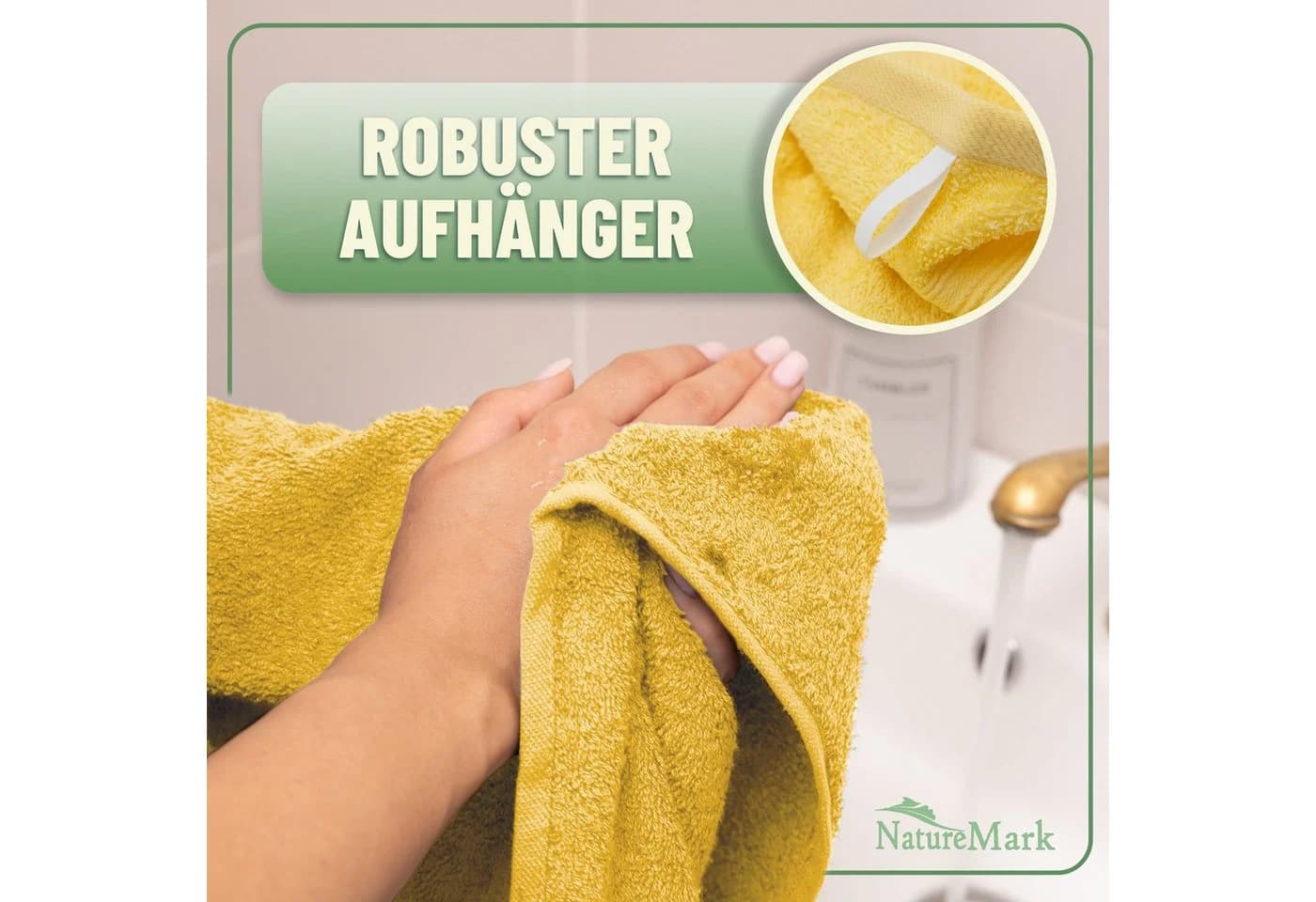 NatureMark Handtuch-Set 10-tlg. 100% Baumwolle Frottee Gelb - Bild 5