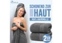 NatureMark Badetuch 2er-Set Frottier 100x150cm Anthrazit Grau Bild 1