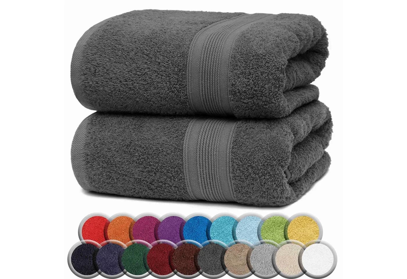 NatureMark Badetuch 2er-Set Frottier 100x150cm Anthrazit Grau - Bild 2