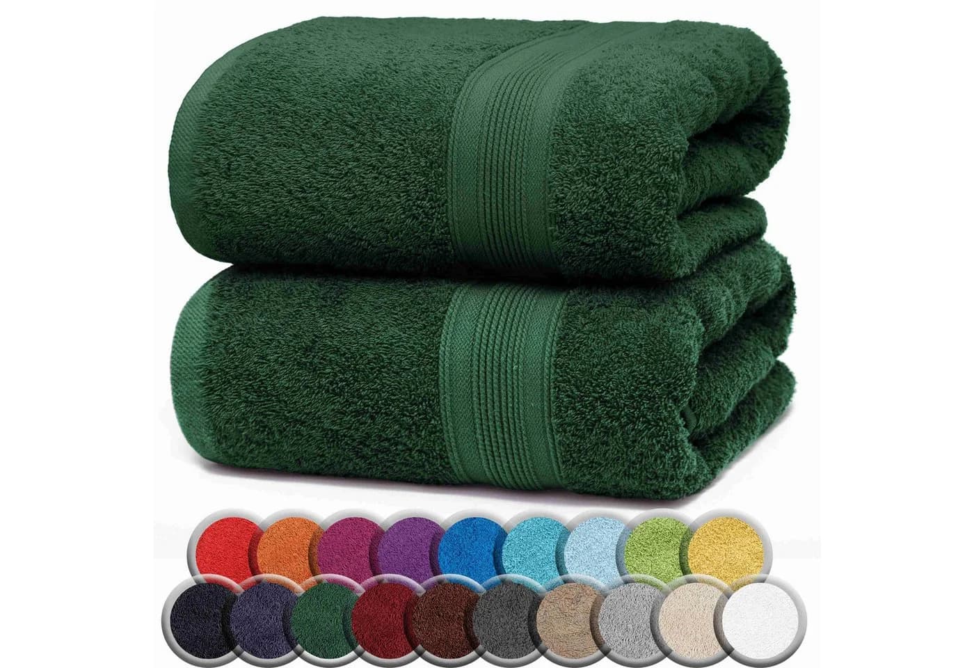 NatureMark Badetuch 2er-Set 100% Baumwolle Dunkle Grüne Farbe - Bild 2