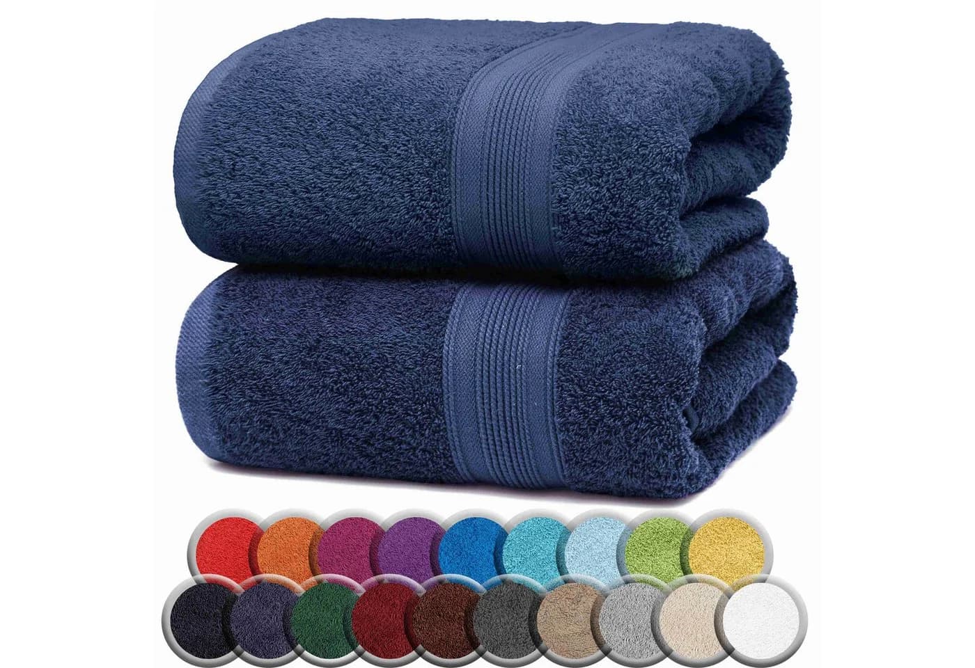 NatureMark Badetuch 2er-Set 100x150cm Baumwolle Navy Blau - Bild 2