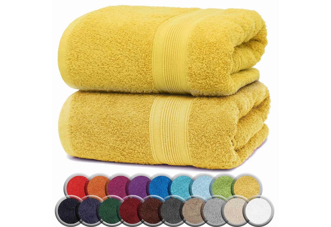 NatureMark Badetuch 2er-Set Frottier 100x150cm 100% Baumwolle Gelb - Bild 2