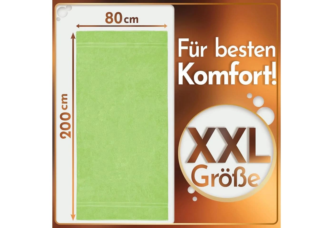 NatureMark Saunatuch 2-tlg. 80x200cm 100% Baumwolle Apfelgrün - Bild 3