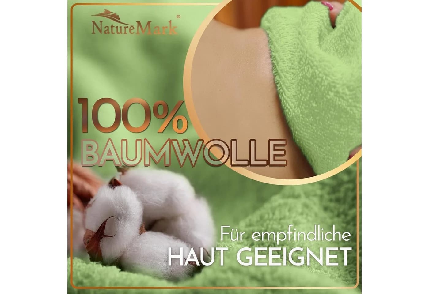NatureMark Saunatuch 2-tlg. 80x200cm 100% Baumwolle Apfelgrün - Bild 5