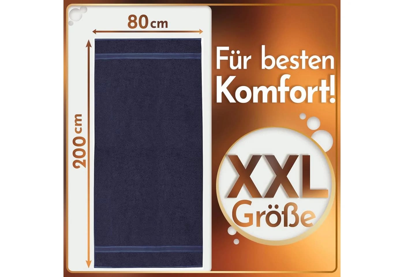 NatureMark Saunatuch 80x200cm Baumwolle 2er-Pack Navy Blau - Bild 3