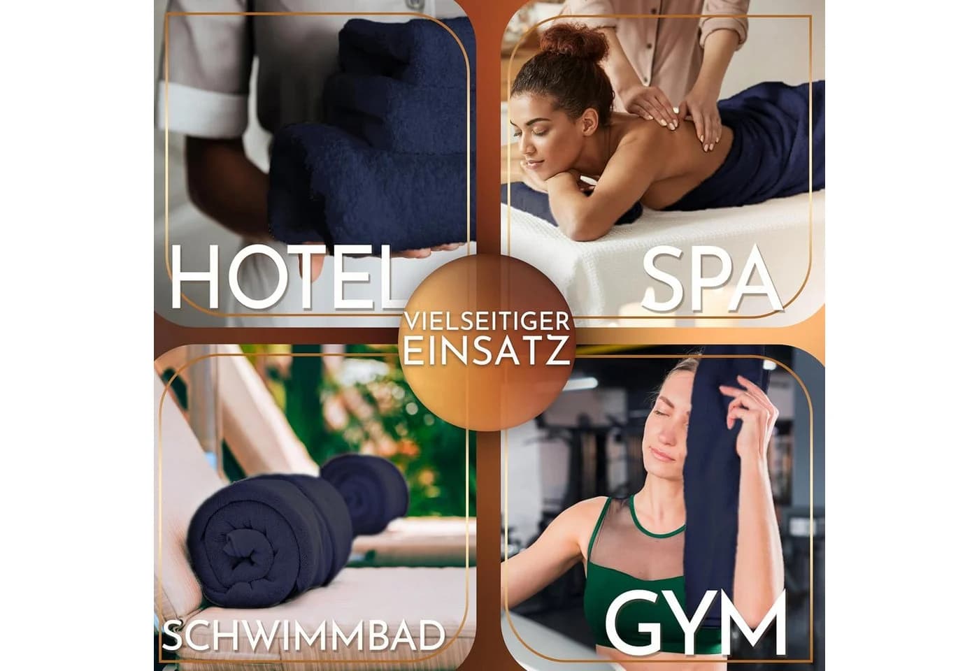 NatureMark Saunatuch 80x200cm Baumwolle 2er-Pack Navy Blau - Bild 4