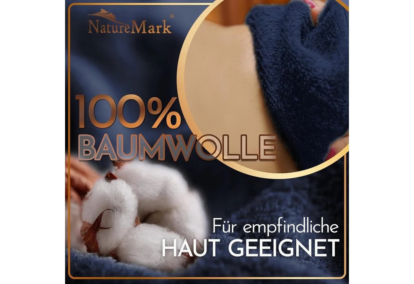 NatureMark Saunatuch 80x200cm Baumwolle 2er-Pack Navy Blau - Bild 5