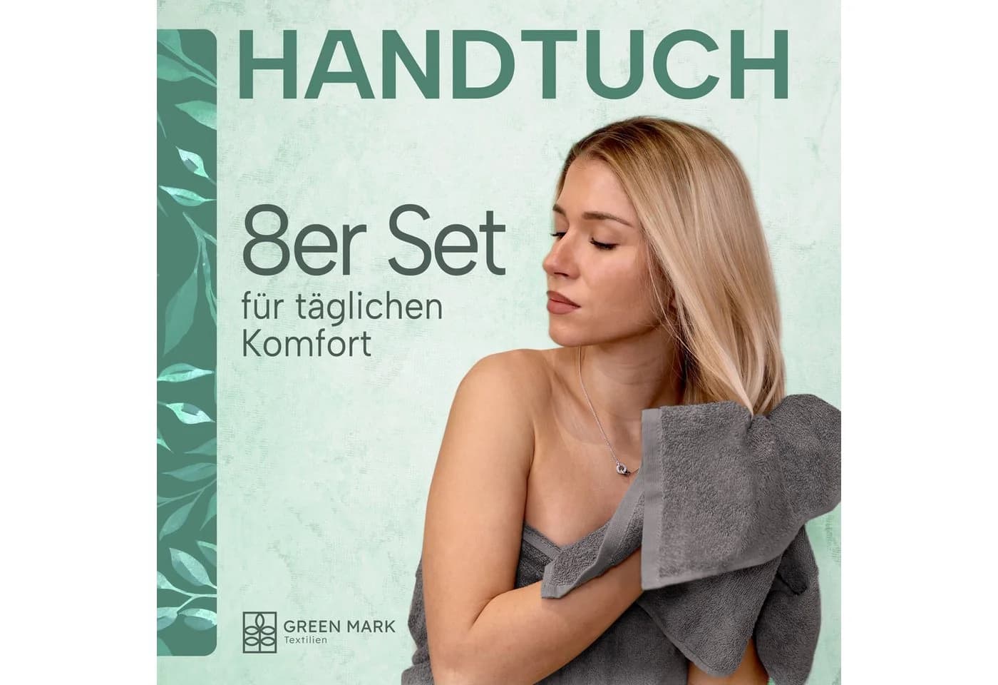 NatureMark Handtücher 8er-Sparpack Anthrazit Grau 100% Baumwolle