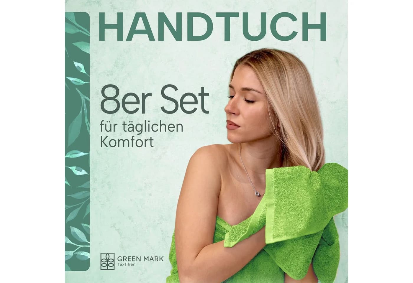 NatureMark Handtücher 8er-Sparpack 50x100cm 100% Baumwolle Apfelgrün