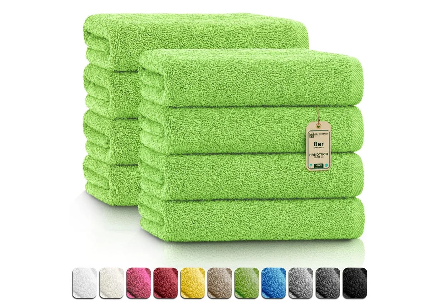 NatureMark Handtücher 8er-Sparpack 50x100cm 100% Baumwolle Apfelgrün - Bild 2