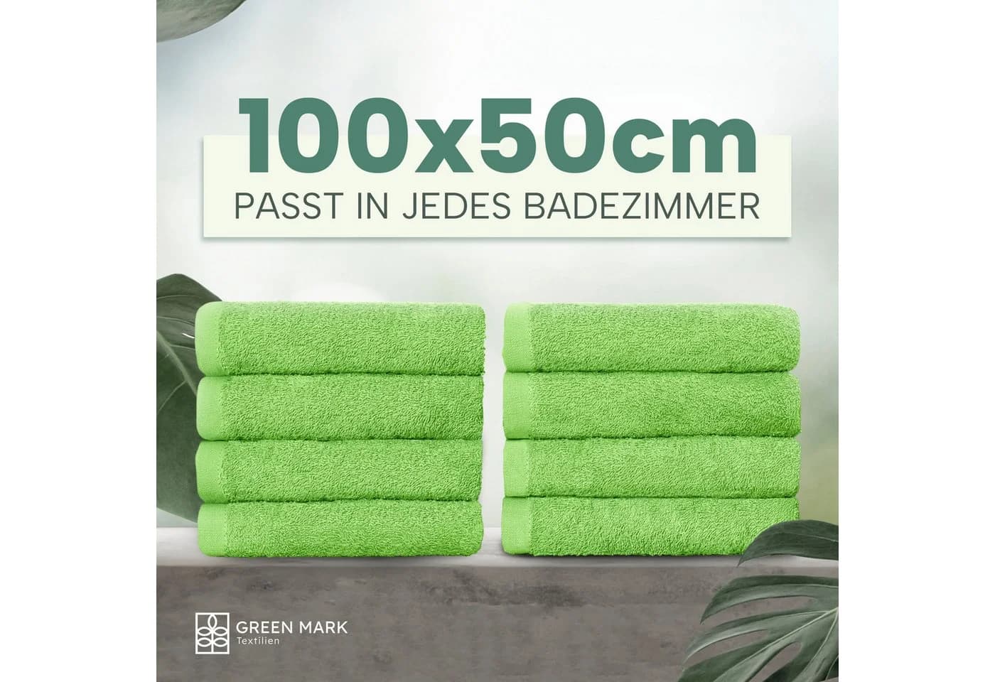 NatureMark Handtücher 8er-Sparpack 50x100cm 100% Baumwolle Apfelgrün - Bild 3