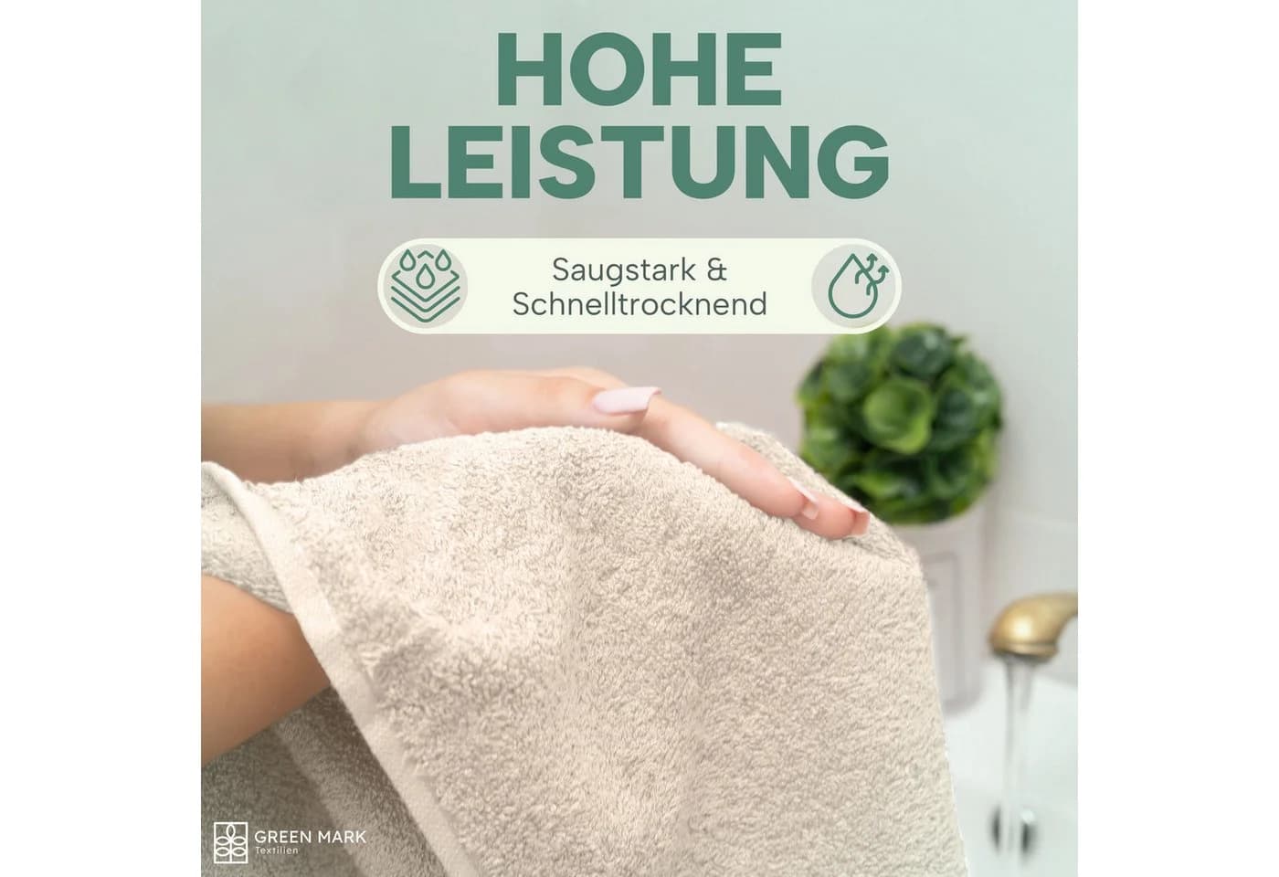 NatureMark Handtücher 8er-Sparpack 100% Baumwolle Weiß - Bild 4