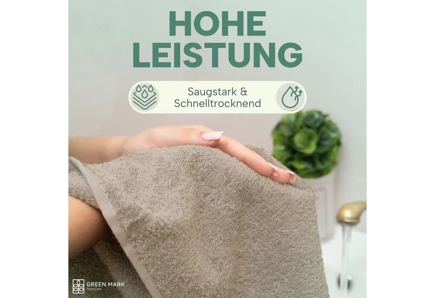 NatureMark Handtücher 8er-Sparpack 50x100cm Baumwolle Sand - Bild 4