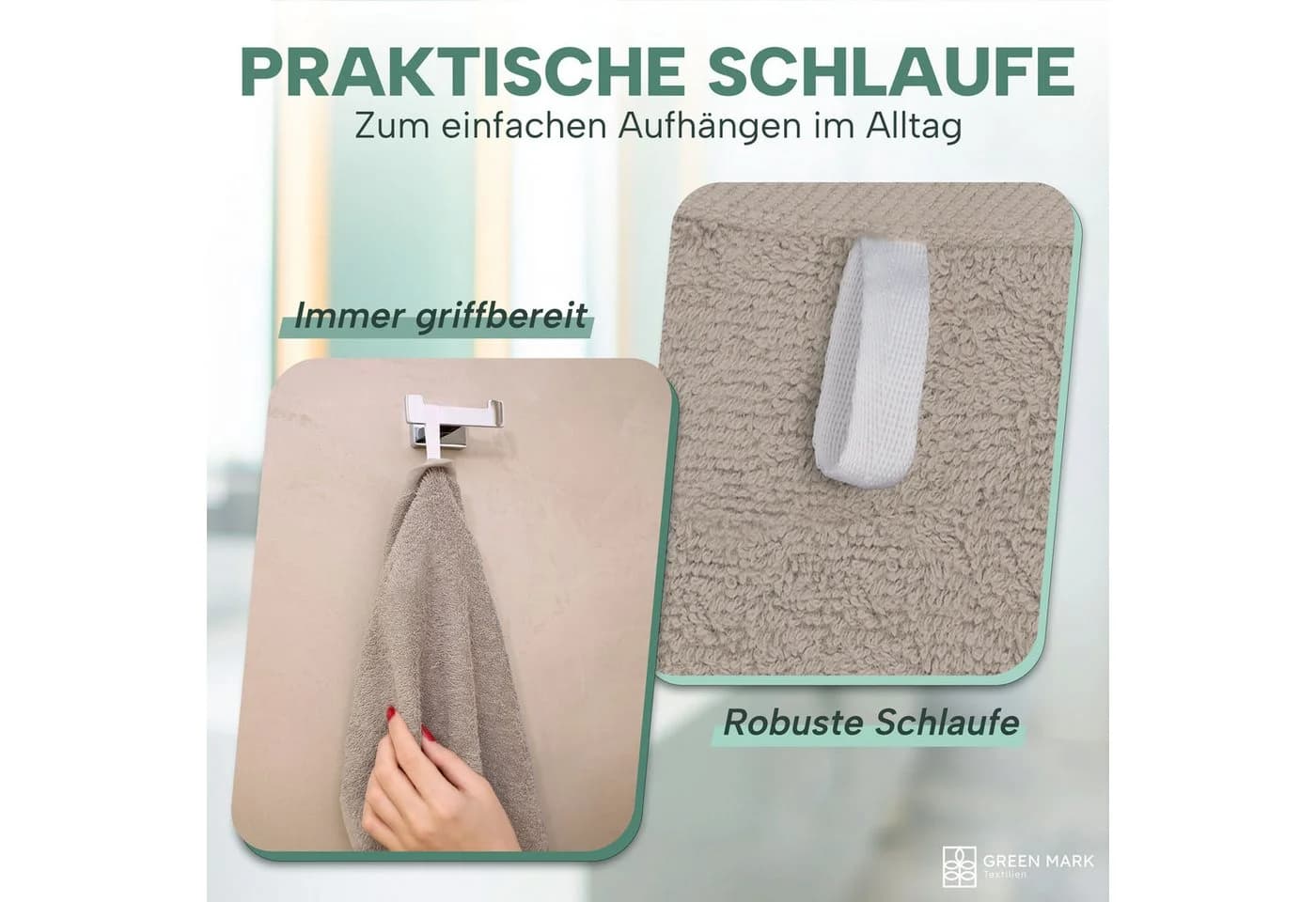 NatureMark Handtücher 8er-Sparpack 50x100cm Baumwolle Sand - Bild 5