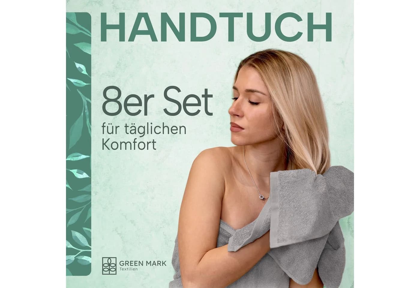 NatureMark Handtücher 8er-Pack Silbergrau 100% Baumwolle