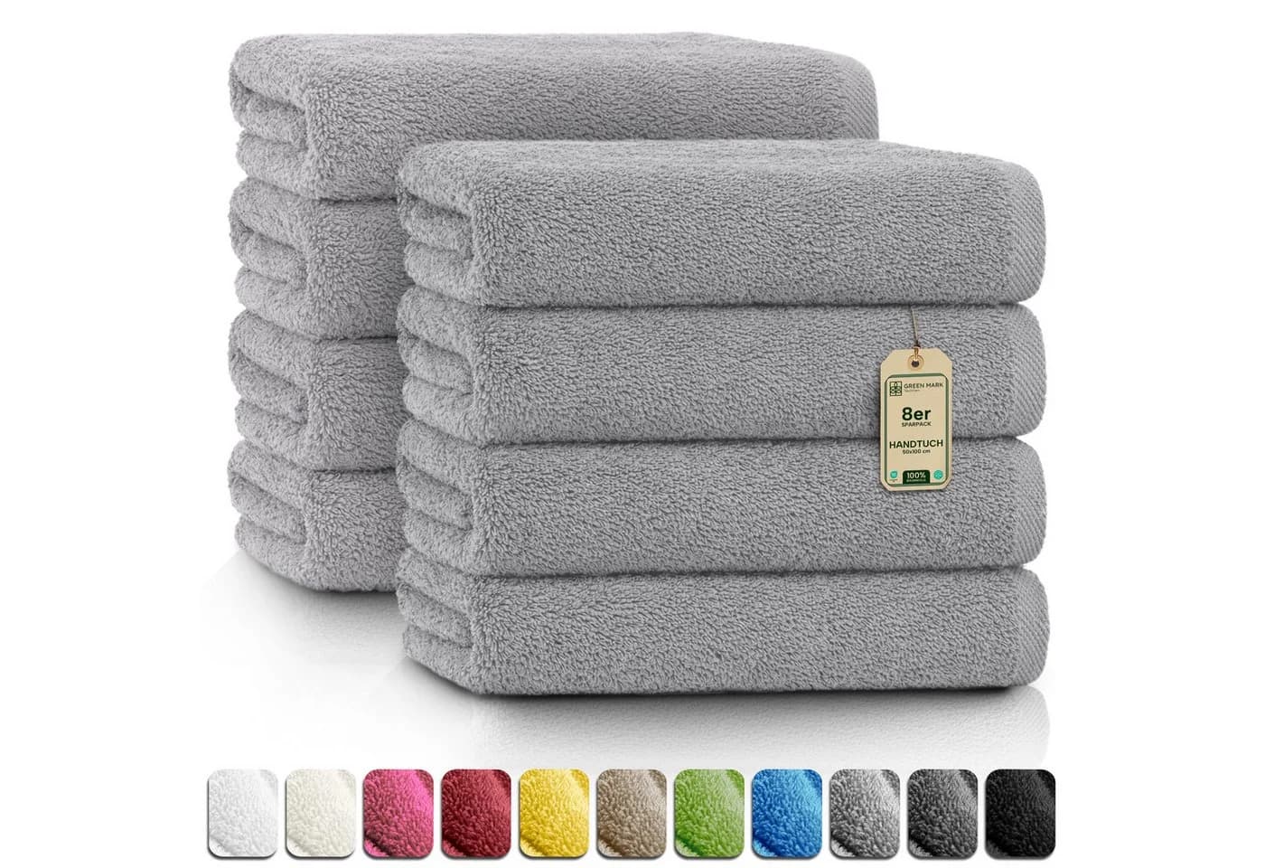 NatureMark Handtücher 8er-Pack Silbergrau 100% Baumwolle - Bild 2