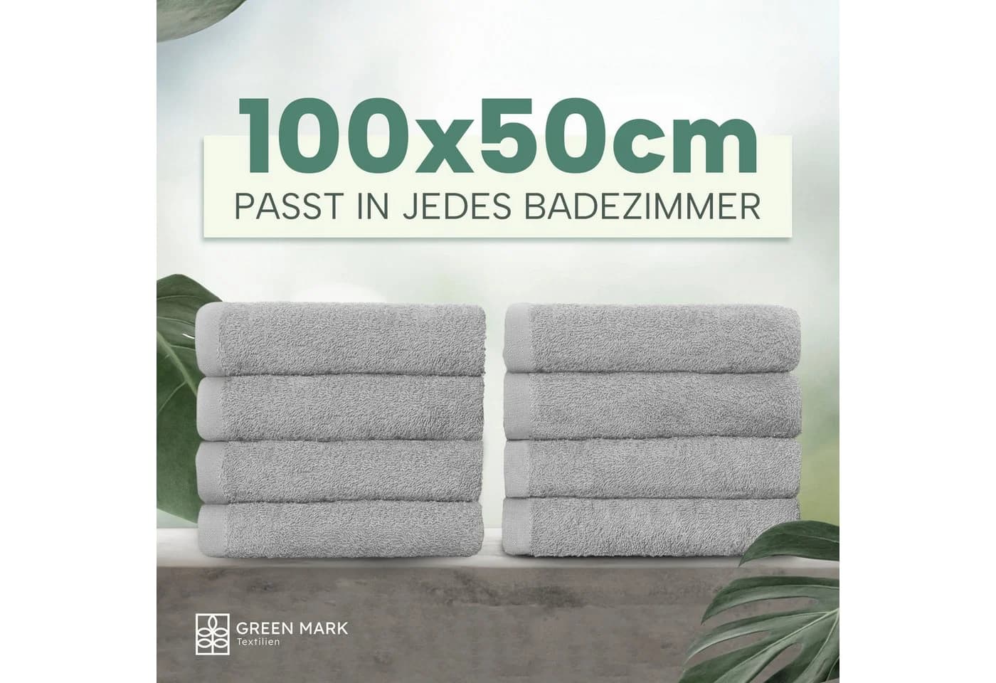 NatureMark Handtücher 8er-Pack Silbergrau 100% Baumwolle - Bild 3