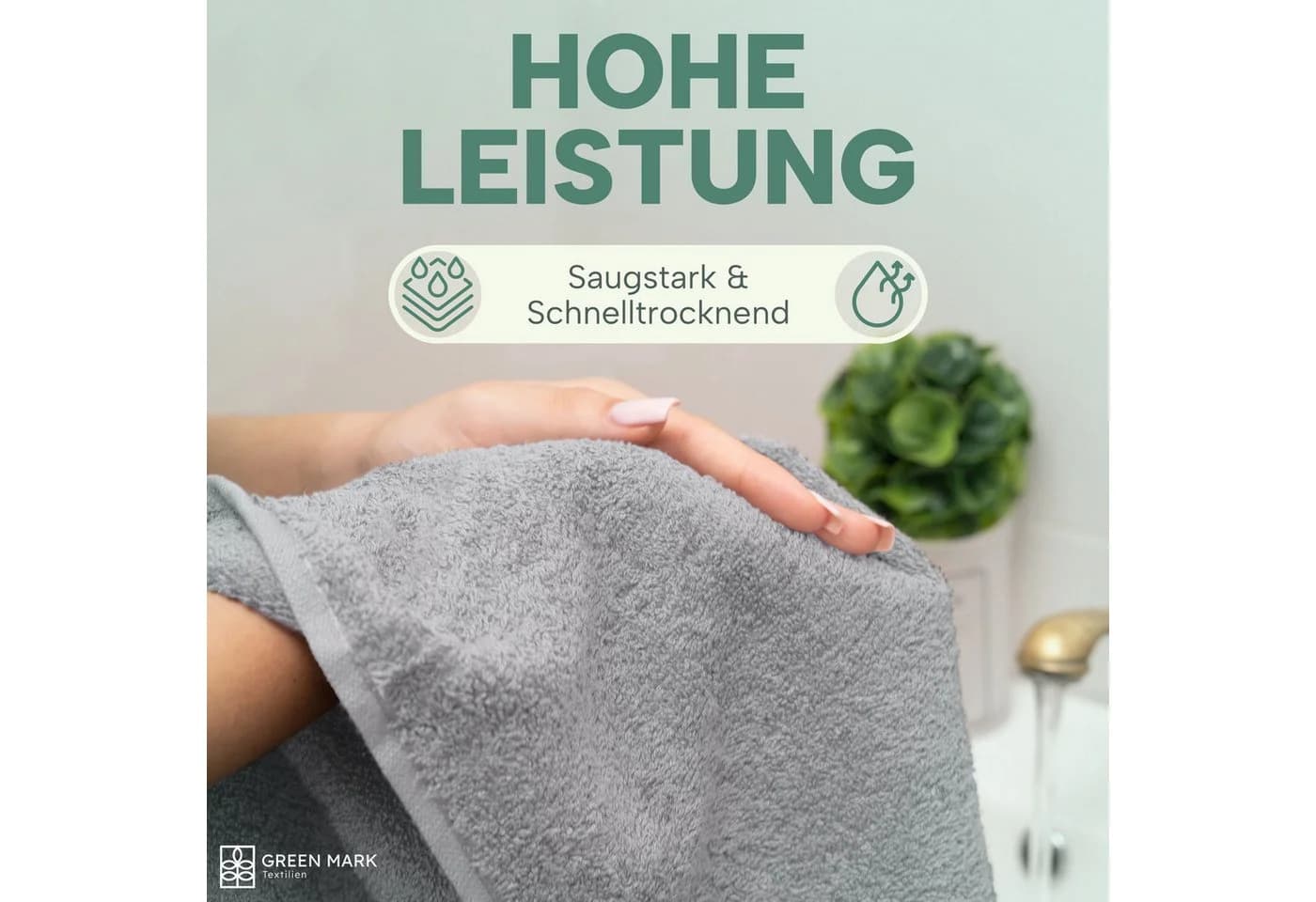 NatureMark Handtücher 8er-Pack Silbergrau 100% Baumwolle - Bild 4