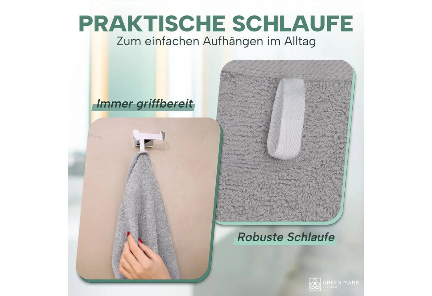 NatureMark Handtücher 8er-Pack Silbergrau 100% Baumwolle - Bild 5