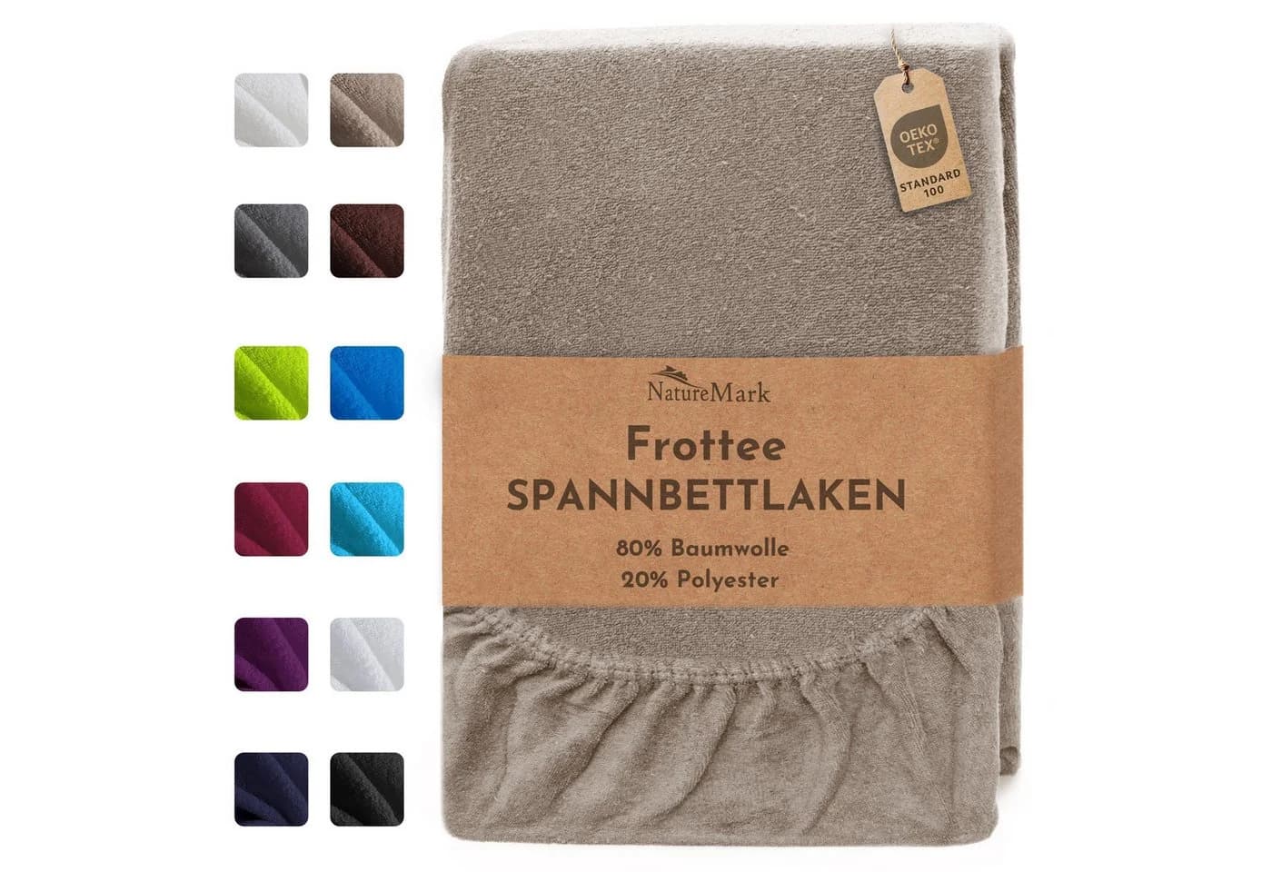 NatureMark Spannbettlaken Frottee Sand 80% Baumwolle - Bild 2