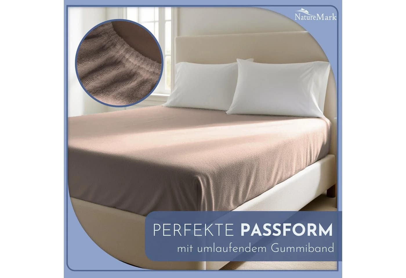 NatureMark Spannbettlaken Frottee Sand 80% Baumwolle - Bild 3