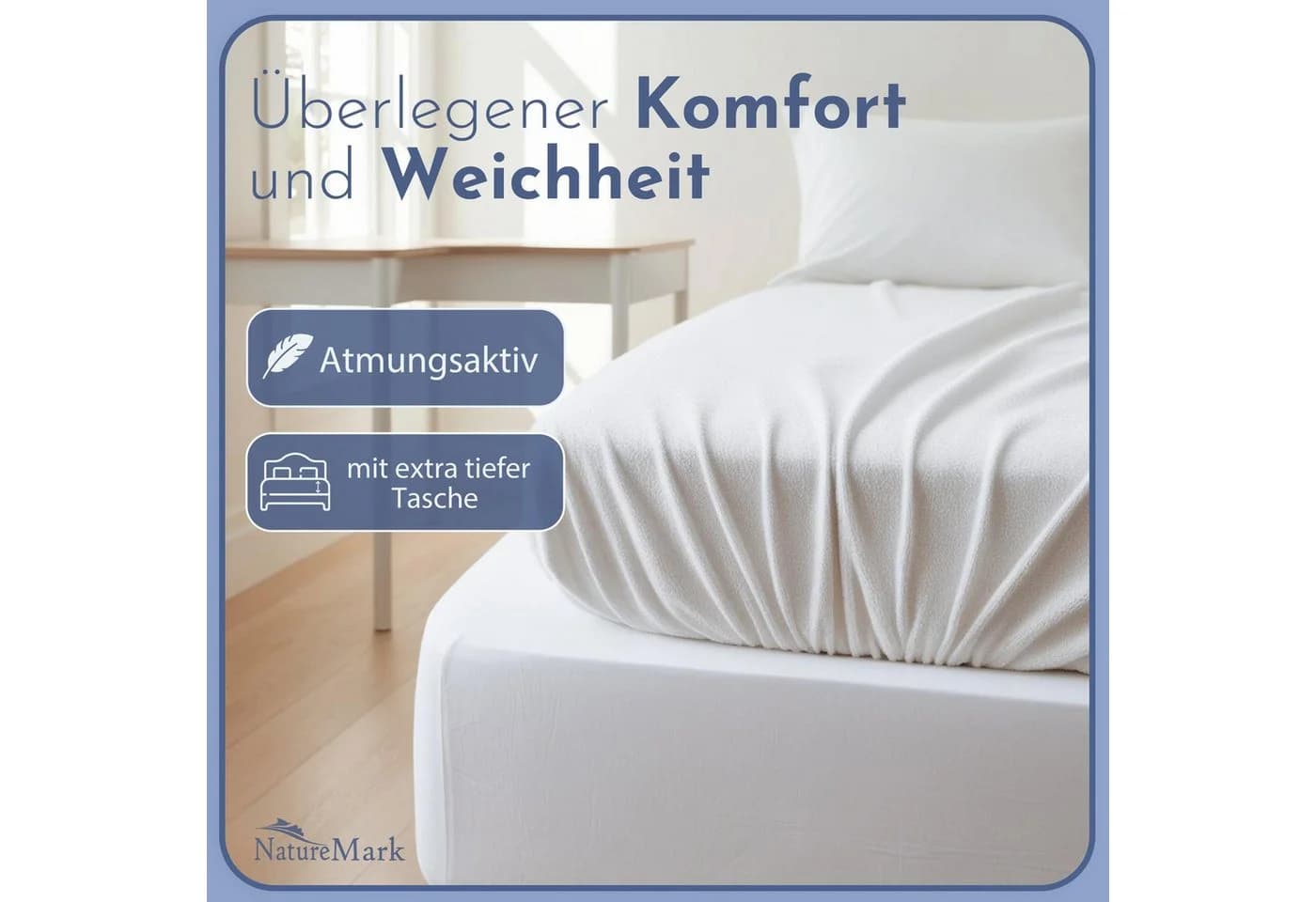 NatureMark Spannbettlaken Frottee Weiß 80% Baumwolle
