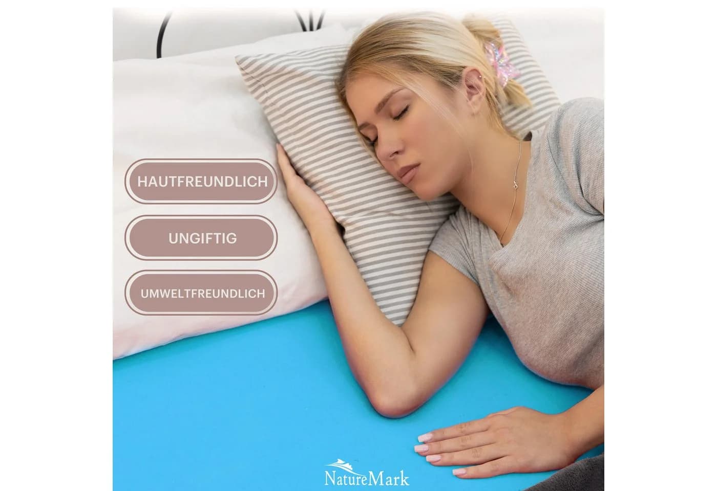 NatureMark Spannbettlaken Türkis Baumwolle Boxspringbett