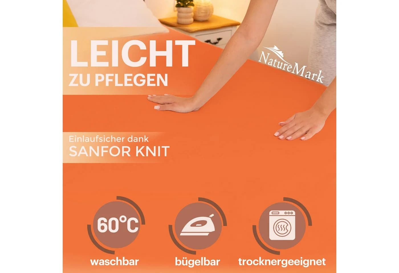 NatureMark Spannbettlaken 200x220cm Baumwolle Terrakotta - Bild 3