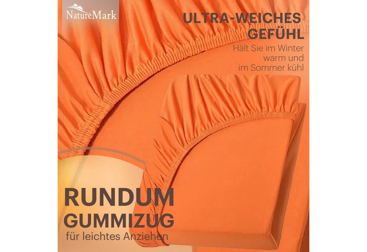 NatureMark Spannbettlaken 200x220cm Baumwolle Terrakotta - Bild 5